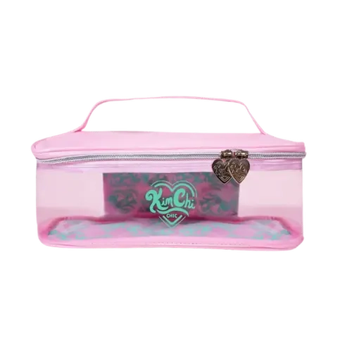 KimChi Chic Beauty Bag Rectangle - Clear, Vegan Leather, Makeup Bag