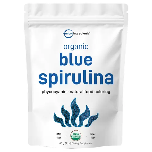 Micro Ingredients Organic Blue Spirulina Powder (Phycocyanin Extract) - No Fishy Smell, 100% Vegan Protein from Blue-Green Algae