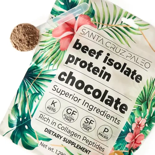 Santa Cruz Paleo Grass-Fed Grass-Finished Beef Isolate Protein Bag | Zero Artificial Additives | All-Natural | Chocolate | Horchata | Au Naturale | Flavors