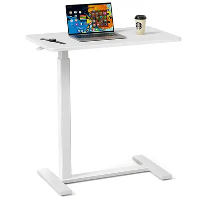 360° Swivel Mobile Computer Desk - Adjustable Multi-Function Rolling Modern Furniture, Small Overbed Table & Teacher Podium with Wheels for Home, Office