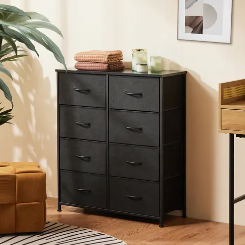 Sweetcrispy 8-Drawer Bedroom Dresser - Steel Frame, Wood Top, Modern Design, Nursery & Bedroom House Furniture, Entryway Storage Cabinets, Cabinet and Storage Space-Saver Indoor Dorm Furniture
