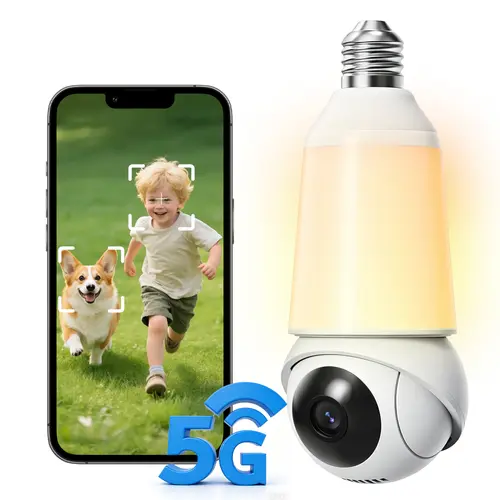 NOAHTEC Wi-Fi Light Bulb Security Camera - 3MP HD Wireless WiFi Camera, 1.7f/ Lens, Infrared Motion Detection, Pan-Tilt Adjustment, 2-Way Audio, Human-Animal Detection, Alexa Compatibility, Micro SD Support, Vehicle Monitoring, Smart Home Gadget