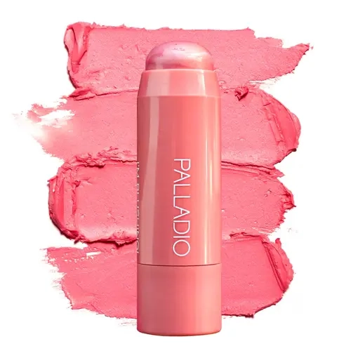 Palladio Beauty I'm Blushing 2-in-1 Vegan Herbal Cosmetic Cheek & Lip Tint - Darling Peach Creamy Blush, Dewy Shimmery Buildable Lightweight, Ginseng Flower Hydrating Formula, Easy Blend, All-Day Wear Makeup Product