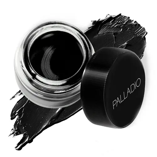 Palladio Liner Obsessed Waterproof Gel Eyeliner Cosmetic - Black 2 (CI 77266), Vegan, Gluten-Free, Smudgeproof, Ginseng-Infused Oil, Coconut Oil, Precision Brush, Bold Dramatic Look, Long-Lasting, Cruelty-Free for Adults