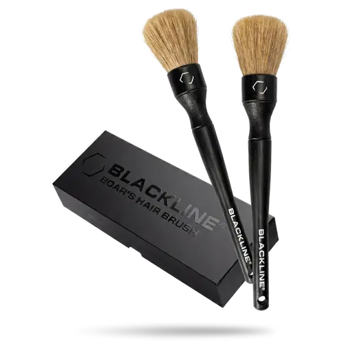 BLACKLINE 2-Pack Natural Boar Hair Car Wash Brush Set - Ergonomic Auto Detailing Supplies, Scratch-Free Durable Bristles, Built for Repeated Use, Car Vent Cleaner, Automotive Exterior Wheel Tool