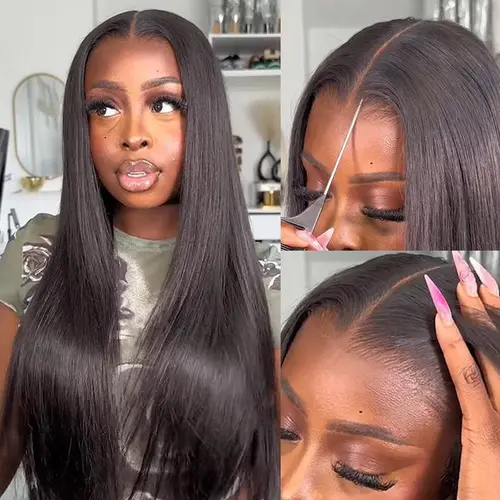 ISEE Straight 9x6 M-Cap Wear Go Human Hair Wig with Drawstring Cap Yaki Straight HD Lace Glueless Wig Pre-Plucked Hairline Pre-Bleached Tiny Knots Pre-Cut Lace Natural Look Beginner Friendly Quick Install for Everyday Wear#TikTokShopFallDealsForYou