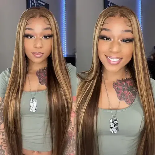 ISEE HAIR Wear and Go Glueless Wig, Straight Highlight Brown 6x4 Pre-Cut Lace Closure, Natural Looking Wig for Beginners, Lace Frontal Wig#SoHoChic #TikTokShopBackToSchool