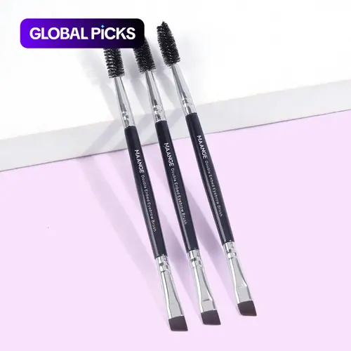 Maange Dual-Ended Eye Makeup Brush with Eyelash Brush, Brow Brush, Metal Frame, Plastic Handle, Essential Makeup Tool, Beauty Tools #GLOBAL PICKS