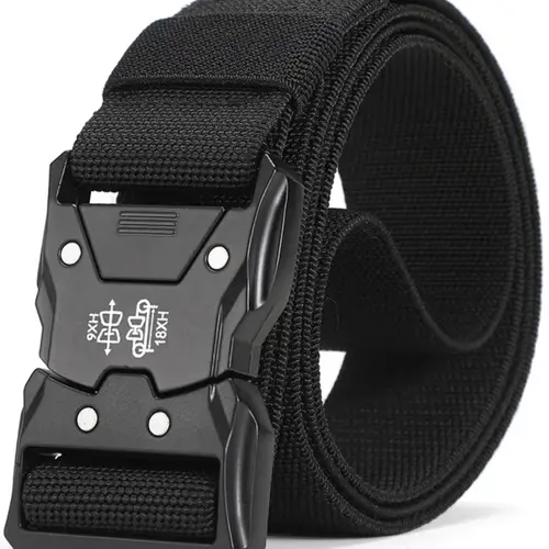 Men's Fashion Solid Color Tape Belt Type As Gift, Leisure Tactical Quick Release Snap Belt, Casual Nylon Material Belt for Daily Use, Elastic Feature Waist Belt, Adjustable Belt, Easy Release Belt, Belts Men, Stretchy Belts, Casual Style Belts