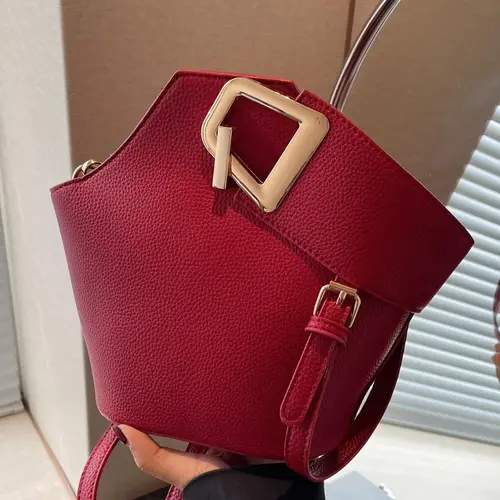 Women's Plain Color Handbag (1 Piece), Casual Pu Leather Zipper Handbag with Bag Strap for Daily Use, Daily Commuting Bag, Casual Commuter Handbag, Casual Fashion Bag, Casual Bags