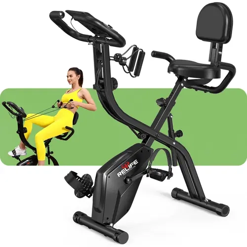 Relife Sports 3-in-1 Foldable Exercise Bike - Adjustable Seat, Pedal Exerciser, 330lbs Capacity, Functional Workout Equipment, Home Fitness Equipment for Legs + Upper Body, Calorie Tracking Machine