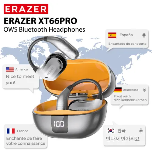 ERAZER XT66Pro Bluetooth Over-Ear OWS Wireless Earphones - Mobile Audio Headset with HiFi Sound Quality, Lightweight Design, Hands-Free Mic, Noise Cancellation