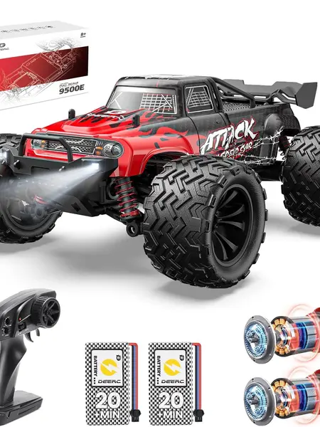 DEERC 1:16 Scale All Terrain RC Car, 4x4 High Speed 40 KPH RC Truck, 2.4Ghz Remote Control Truck with 2 Batteries, Off-Road Monster Truck summerwins