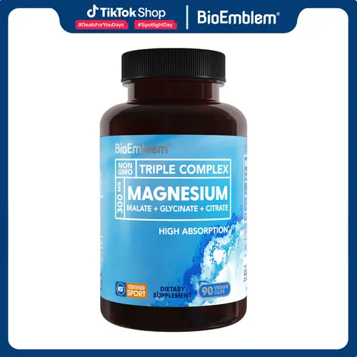 Triple Magnesium Complex | 300mg of Magnesium Glycinate, Malate, & Citrate for Muscles, Nerves, & Energy | Vegan, Non-GMO | 90 Capsules