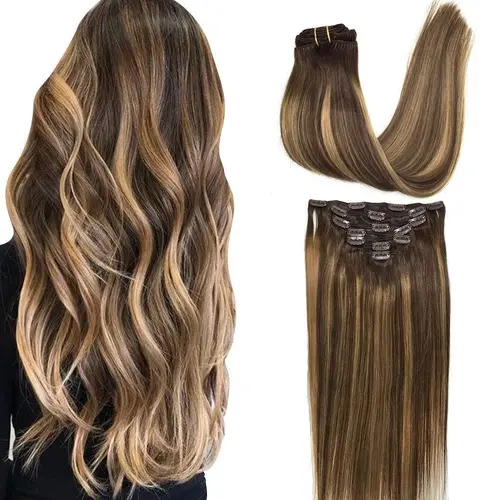 GOO GOO Hair Extensions Clip in Human Hair Natural Straight Remy Hair Easy To Style Soft Clip ins for Women summer hairstyles #summerwins#DealsForYouDays