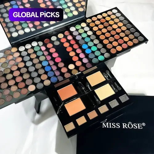 Makeup Palette Set with Matte Eyeshadow, Compact Powder, Blush, Eyebrow Powder, Brush, Eyeliner Pen and Mirror, Summer, Cosmetic Set