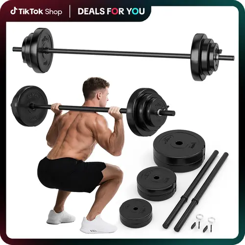 45LB Adjustable Rubber Plate Weight Set - Compatible with Barbells, Adjustable Barbell Weight Lifting, Indoor Fitness Gear, Gym Workout Sets, Muscle Training Tool, Home Gym Accessory, Quiet Strength Training Equipment