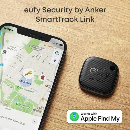 eufy Security by Anker SmartTrack Link (Black, 1-Pack), Android not Supported, Works with Apple Find My (iOS only), Key Finder, Bluetooth Tracker for Earbuds and Luggage, Phone Finder, Water Resistant｜Spingtok