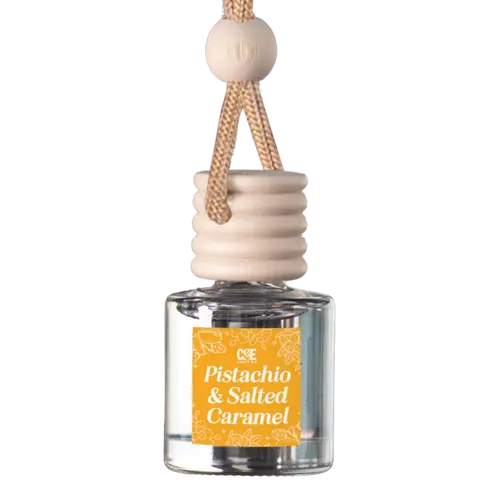 Pistachio & Salted Caramel Scented Car Diffuser Bottle - 10ml 62 Sdj Brazilian, Salt-Caramel Warm Fragrance, Nutty Sweet Decadent Aroma, 60+ Days Long-Lasting, Car Interior Auto Accessories