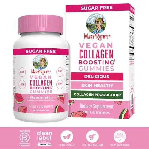 MaryRuth's Collagen Boosting Gummies - Vegan Collagen for Women & Men - Skin Care - Lysine, Vitamin C, Vitamin A, Amla - Gluten Free - 90 Servings