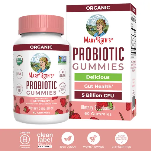 MaryRuth's USDA Organic Probiotic Gummies - Immune Support - Digestive & Gut Health - 2.5 Billion CFU - Vegan - Non-GMO - Gluten Free - 60 Count