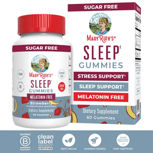 MaryRuth's Melatonin-Free Sleep Gummies - Sugar Free - L Theanine - Lemon Balm Leaf - Chamomile - Relaxation - Stress Relief - Vegan - 60 Count