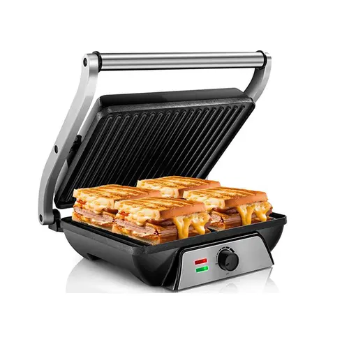SUSTEAS 3-in-1 Corded Electric Smokeless Indoor Grill Universal Griddle - 1500W Power, Adjustable Knob Control, Large Non-Stick Plates, 180-Degree Rotation, Floating Hinge, Grease Tray, Portable Press, Panini/Sandwich Toaster, Non-Slip, 1-Year Warranty