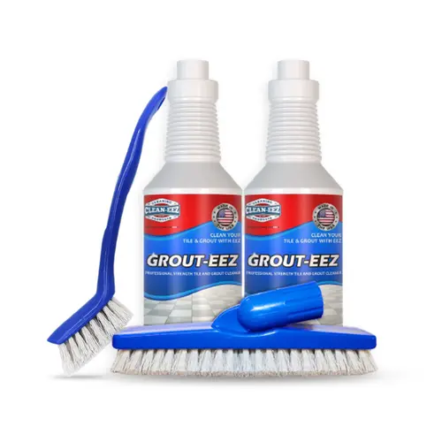 Clean-eez Grout-eez Grout Cleaner Bundle, 2-Pack 32 oz with Stand-Up & Handheld Grout Brushes
