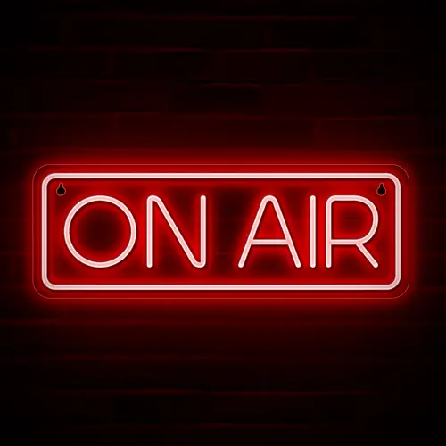 Easy Install LED Neon On Air Sign - USB Powered Acrylic Wall Hanging Lamp, 16.5x6in LED Lighted Streamer Backdrop, Pre-Drilled Hang & Stick-On Mount, Youtube/Gaming Whimsical Living Room Decor