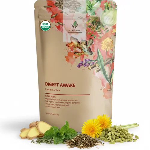 Gardenika Organic Digestive Ginger Loose Tea Caffeine-Free Ayurvedic Natural Blend 4oz