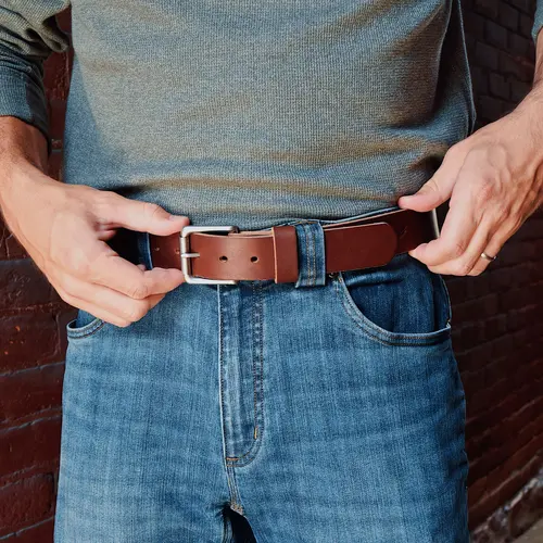 Leather Belt - Handmade IN THE USA, Classic Design, Adjustable Fit, Durable Material, Ideal for Everyday Wear