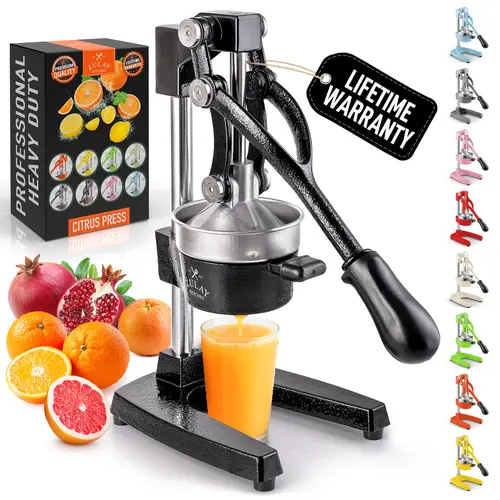 Zulay Cast Iron Juicer, Heavy-Duty Cast Iron Citrus Press Juicer, Easy to Clean & Safe to Use, Lifetime Warranty, Manual Juicer
