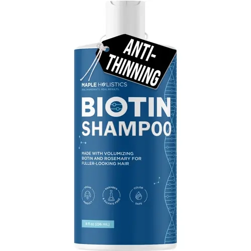 Maple Holistics Biotin Shampoo for Thinning Hair - Volumizing Keratin & Argan Oil Hair Care for Fine Hair - Scalp Invigorating Sulfate Free Cleanser for Thicker Looking Hair - Nourishing Olive Oil & Essential Oils Botanical Formula for Fuller Hair Glow Co
