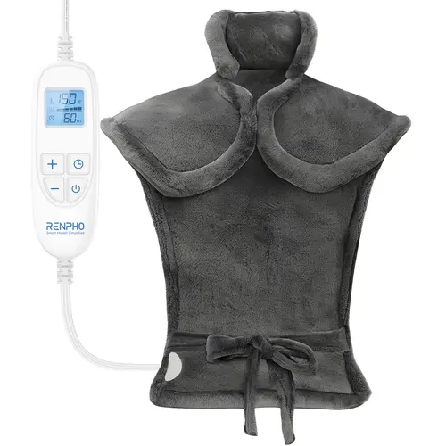 RENPHO ETL Certified 24x33 Inch Flannel Heating Pad - Lightweight Polyester Heated Body Shawl for Women, Cramps Relief, Back Fatigue, with Timer, Adjustable Strap, Mom Gifts Birthday