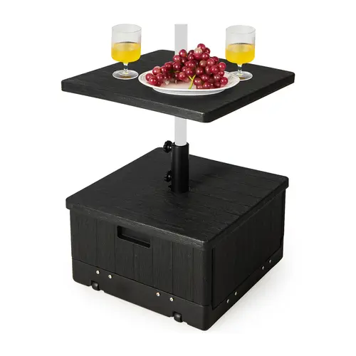 【Costway】-175 LBS Outdoor Fillable Umbrella Base with Table Tray
