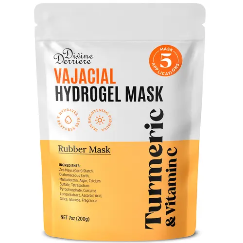 Divine Derriere FOR YOUR KITTY Vajacial Hydrogel Mask with Turmeric & Vitamin C COMPLETE KIT - Deeply Purifying & Super Hydrating Facial and Vajacial Masks - Modeling Rubber Mask for Post Wax & Shaving Bikini Area - Hydrojelly Mask Skin Care Repair