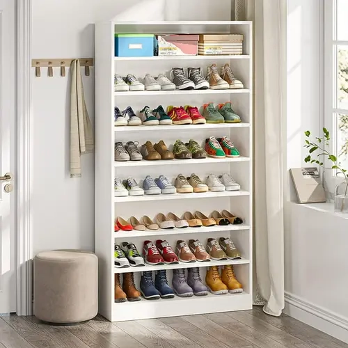 Tribesigns 9 Tiers Shoe Cabinet, 70.8 inch Tall Wood Shoe Cabinet with Open Storage for 40-45 Pairs
