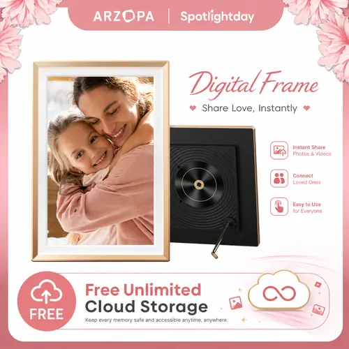 ARZOPA Digital Frame | 10.1''/14''/15.6'', 32GB, Free Unlimited Cloud Storage, Touchscreen,  Photos/Live/ Video Supported, Digital Picture Frame, Auto Rotate, Gift Idea, Christmas Gift, Birthday Gift, Gift for Grandparents