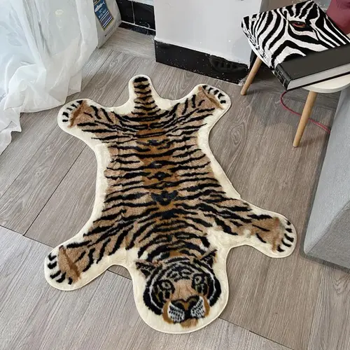 1 Piece Tiger Pattern Rug, Animal Printed Rug, Home Decorative Rugs, Modern Non-Slip Floor Mat, Living Room Rugs, Water Absorbent Carpet, Soft Indoor Rugs for Bedroom and Bathroom, House Decor Rug