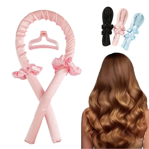 No Heat Curler Set - Heatless Lightweight Headband Roller Hair Styling Tool with Attached Clip, Overnight Sleep Accessory, Beauty Gift, Environmentally Friendly Rubber, for Dry and Wet Hair