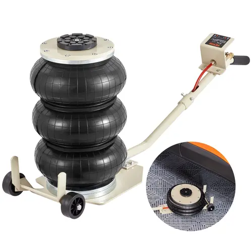 VEVOR 3T Capacity Pneumatic Jack, 6600 lbs Triple Bag Air Jack for Family Cars/Commercial Models, 6 Steel Pipes, 5.5-17.7in Range, 5-Second Lift Saves Repair Time, Ergonomic Handle, Wide Rubber Pad, Garage Car Repair Tool