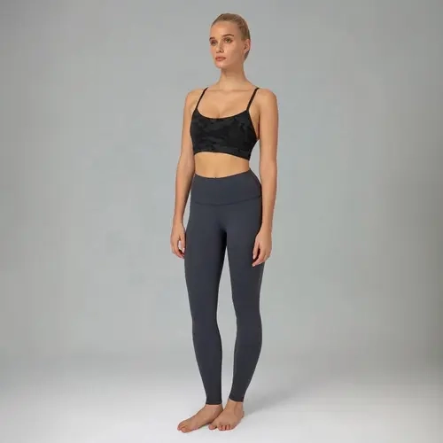 Colorfulkoala Women's Dreamlux High-Waisted Seamless Band Leggings - Yoga-Ready Stretch, Highrise Hold, Buttery Soft, Fitted, Quick Dry, V-Contour Back, Hidden Pocket, 25"/28" Athletic Chic All-Season Athleisure Bottoms Activewear