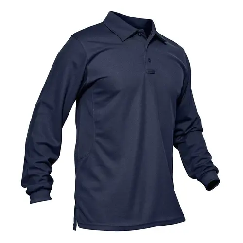 MAGCOMSEN Men's 3-Button Fitted Cool-Dry Quick Dry Performance Long Sleeve Tactical Pique Jersey Polo Shirt - Pen-Pocket Ready, Comfy Hiking Work Wear for Fall Outdoor Use, Cool‑Dry Fabric