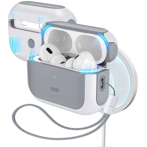 ESR for AirPods 5/4 Case, Airpods Pro 3rd/ 2nd/1st Gen Case, Compatible with MagSafe, Full Drop Protection Cover with Lanyard, Magnetic Lid Lock, Orbit Hybrid Series