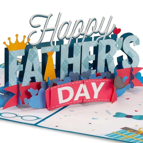 Paper Love 3D Laser-Cut Happy Father's Day Metallic Greeting Cards - Premium Craftsmanship Handcrafted Keepsake Gift - 2026 Humor Office Stationery - Red Truck,Papa Bear,Fishing Bears,Airplane,#1 Dad Trophy Designs,Best Dad Ever,Stands Upright