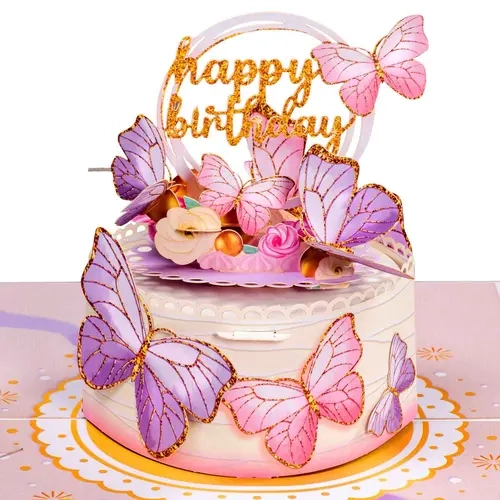 Paper Love 3D Laser-Cut Happy Birthday Card for Wife - Handcrafted Premium Cardstock, Vibrant Card Design, Rich Inks, Removable Note Tag, Stand-Alone Office Stationery Greeting Accessory for Acquaintances with Custom Message Space
