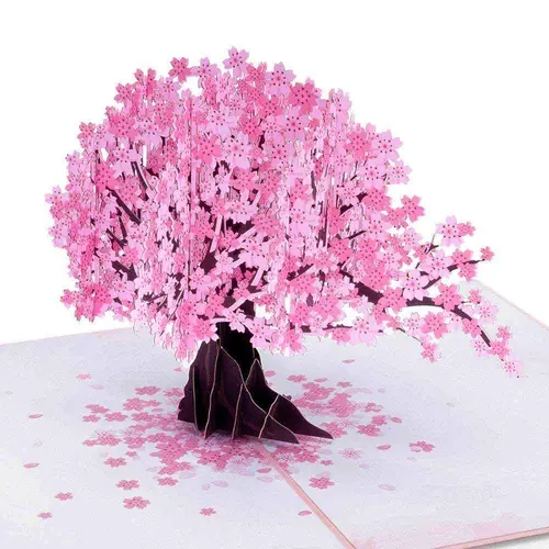 Paper Love 7x5 in Handmade Laser-Cut 3D Pop-Up Elegant Greeting Card - Office Stationery, Fine Craftsmanship, Mother's Day Card, Birthday Gift with Floral Arrangement