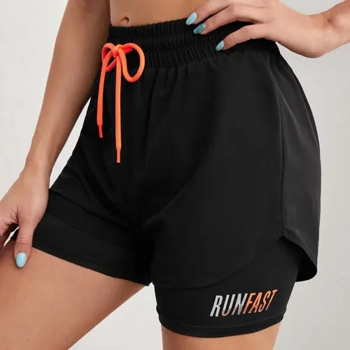 Women's Drawstring High Waist Sports Shorts, Solid Elastic Waist Shorts, Summer Outfits 2024, Sporty Breathable Quick Drying Shorts, Lightweight Breathable Shorts, Drawstring Active Shorts, Drawstring Workout Shorts, Active Wear Shorts