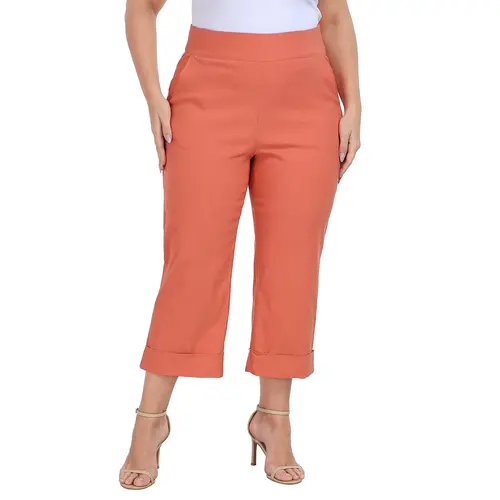 HDE Plus Size Pull On Capris for Women - Comfort Fabric, Tummy Control, Straight Leg, Breathable Rayon & Nylon, Sizes 1X-3X, Perfect for Golf & Work
