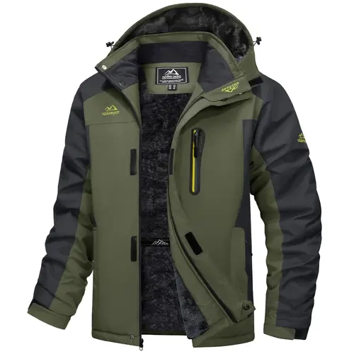 MAGCOMSEN Men's Clothing Fitted Winter Waterproof Fleece-Lined Snow Ski Parka Coat - Long Sleeve, Zip Closure, 5-Pocket Carry, Hunting Outdoor Guys Gifts Jacket